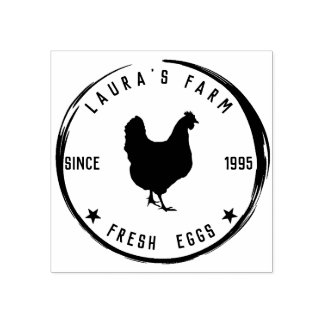 Vintage Chicken Farm Personalised Fresh Eggs Cart  Rubber Stamp