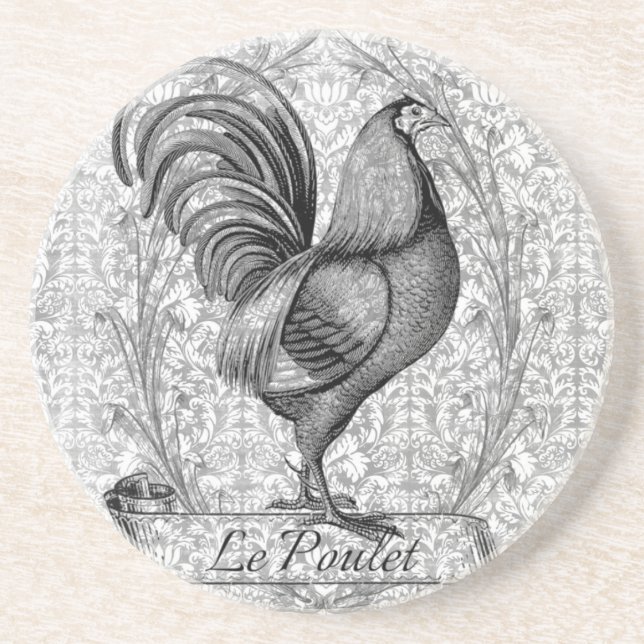 Vintage Chicken Illustration Coaster (Front)