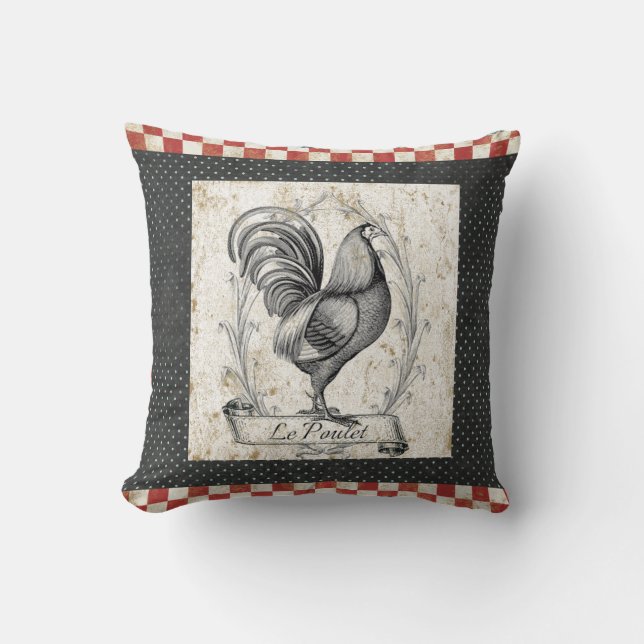 Vintage Chicken Le Poulet Cushion (Front)