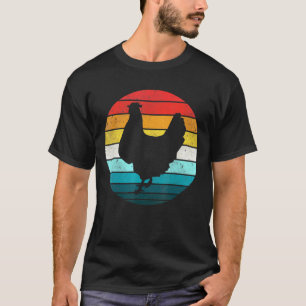 Vintage Chicken Lover Sunset Retro Farmer Distress T-Shirt