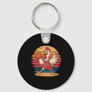 Vintage Chicken Playing Sketll Chicken Lovers Sket Key Ring
