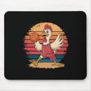 Vintage Chicken Playing Sketll Chicken Lovers Sket Mouse Pad