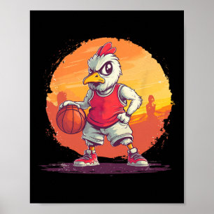 Vintage Chicken Playing Sketll Chicken Lovers Sket Poster