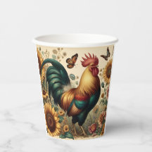 Vintage Chicken Rooster Aesthetic and Wildflower