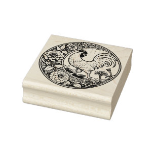 Vintage Chicken Rubber Stamp