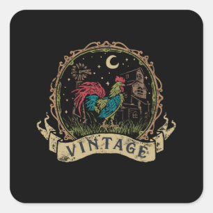 Vintage Chicken Square Sticker