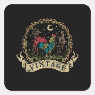 Vintage Chicken Square Sticker
