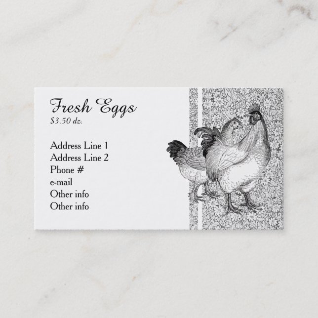 Vintage Chickens Business Cards (Front)