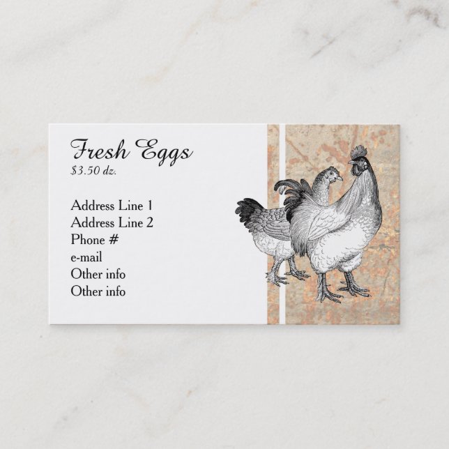 Vintage Chickens Business Cards (Front)
