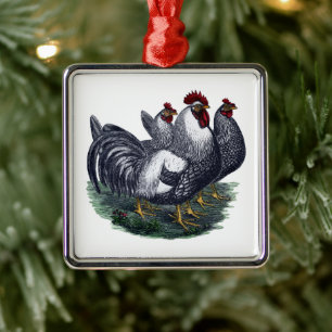 Vintage Chickens Metal Ornament
