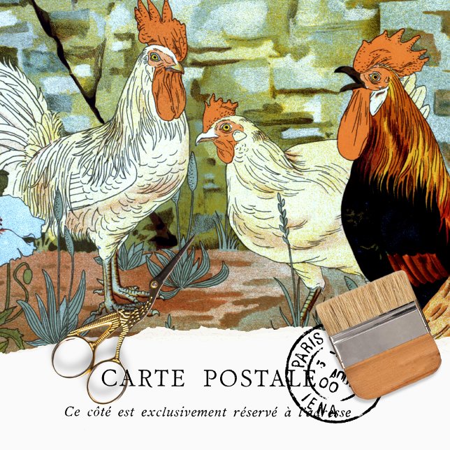 Vintage Chickens & Roosters Tissue Paper (Creator Uploaded)