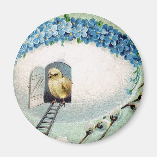 Vintage Chicks Easter Greeting Magnet (Front)