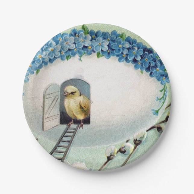 Vintage Chicks Easter Greeting Paper Plate (Front)