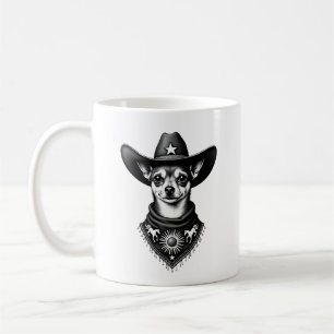 Vintage Chihuahua Cowboy Engraving Style Western D Coffee Mug