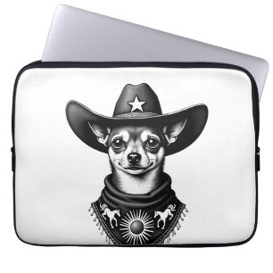 Vintage Chihuahua Cowboy Engraving Style Western D Laptop Sleeve