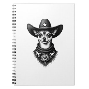 Vintage Chihuahua Cowboy Engraving Style Western D Notebook