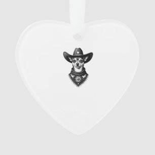 Vintage Chihuahua Cowboy Engraving Style Western D Ornament