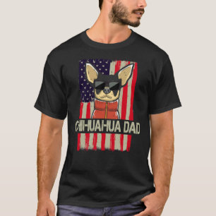 Vintage Chihuahua Dad American Flag 4th Of July T-Shirt