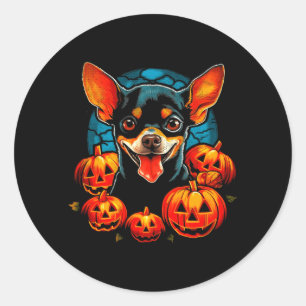 Vintage Chihuahua Dog Halloween Black Graphic Classic Round Sticker
