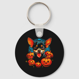 Vintage Chihuahua Dog Halloween Black Graphic Key Ring