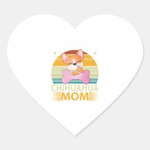 Vintage Chihuahua Mum Dog Lovers Mother's Day Heart Sticker