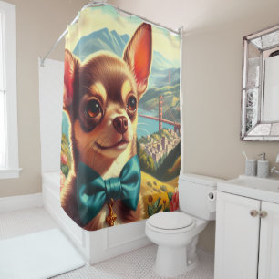 Vintage Chihuahua Painting Shower Curtain