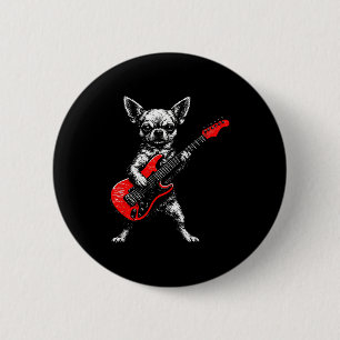 Vintage chihuahua rock funny dog playing guitar do 6 cm round badge