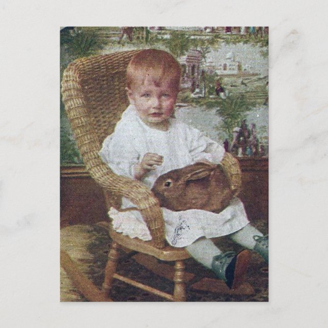 Vintage Child and Rabbit Postcard (Front)