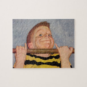 Vintage Child, Boy Doing Chin Ups, Exercise Sports Jigsaw Puzzle
