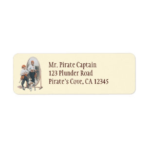 Vintage Child, Boy Pirate, Dog, Mirror, Buccaneer Return Address Label