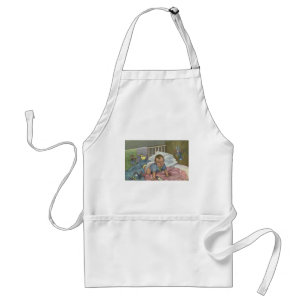 Vintage Child, Cute Baby Playing in Crib, Nap Time Standard Apron
