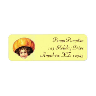 Vintage Child in Pumpkin Hat Return Address Label