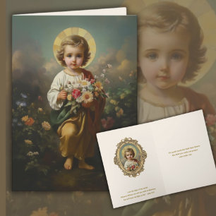 Vintage Child Jesus Floral Religious Friendship Thank You Card