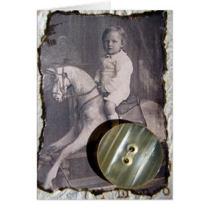Vintage Child on Rocking Horse Mixed Media