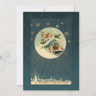 Vintage Child on Sled Holiday Card