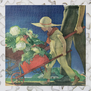 Vintage Child, Organic Gardening; Victory Garden Jigsaw Puzzle