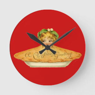 Vintage Child & Pie Round Clock