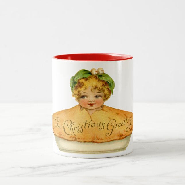 Vintage Child & Pie Two-Tone Coffee Mug (Center)