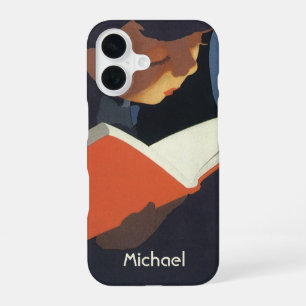 Vintage Child Reading a Book From the Library iPhone 16 Case