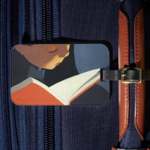 Vintage Child Reading a Book From the Library Luggage Tag