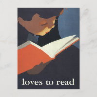 Vintage Child Reading a Book From the Library