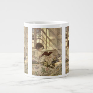 Vintage Child Reading a Book, Jessie Willcox Smith Large Coffee Mug