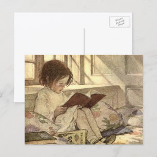Vintage Child Reading a Book, Jessie Willcox Smith Postcard
