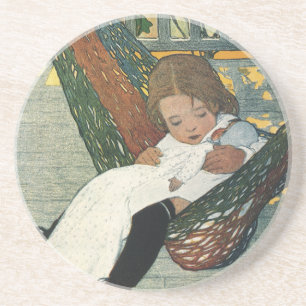 Vintage Child with a Doll by Jessie Willcox Smith Coaster