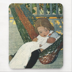 Vintage Child with a Doll by Jessie Willcox Smith Mouse Pad