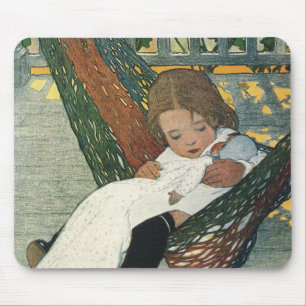 Vintage Child with a Doll by Jessie Willcox Smith Mouse Pad