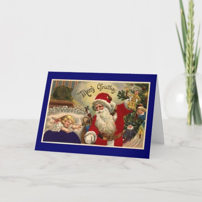 Vintage Child with Santa Christmas Card (Front)