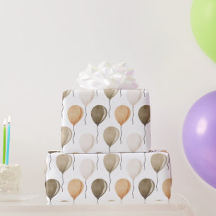 Vintage Childhood Balloons White Background Wrapping Paper