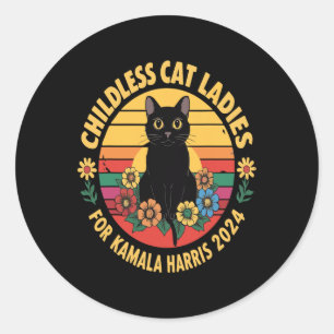 Vintage Childless Cat Ladies For Kamala Harris 202 Classic Round Sticker