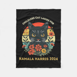 Vintage Childless Cat Ladies For Kamala Harris 202 Fleece Blanket